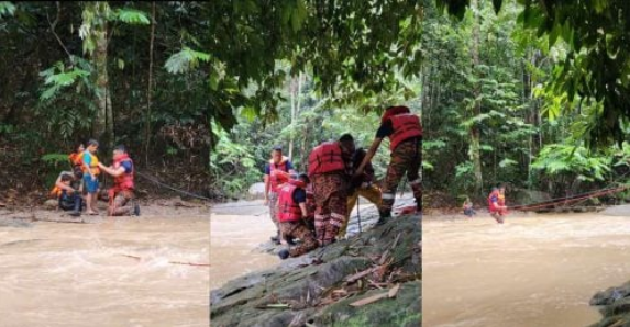 野餐遇暴雨 母与3子女受困河边 消拯员冒险救人